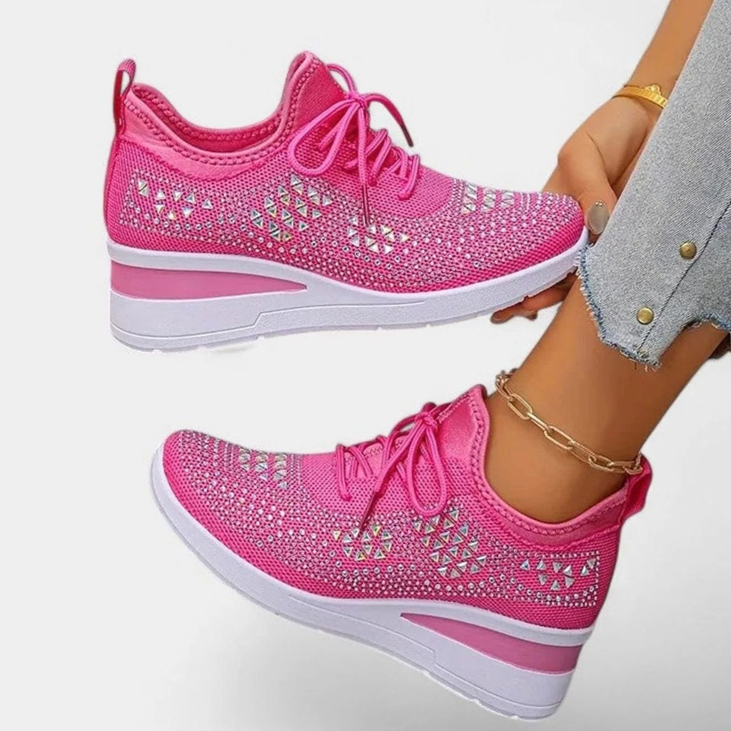 Angelika | Damen Orthopädische Sneaker mit Keilabsatz und Strass
