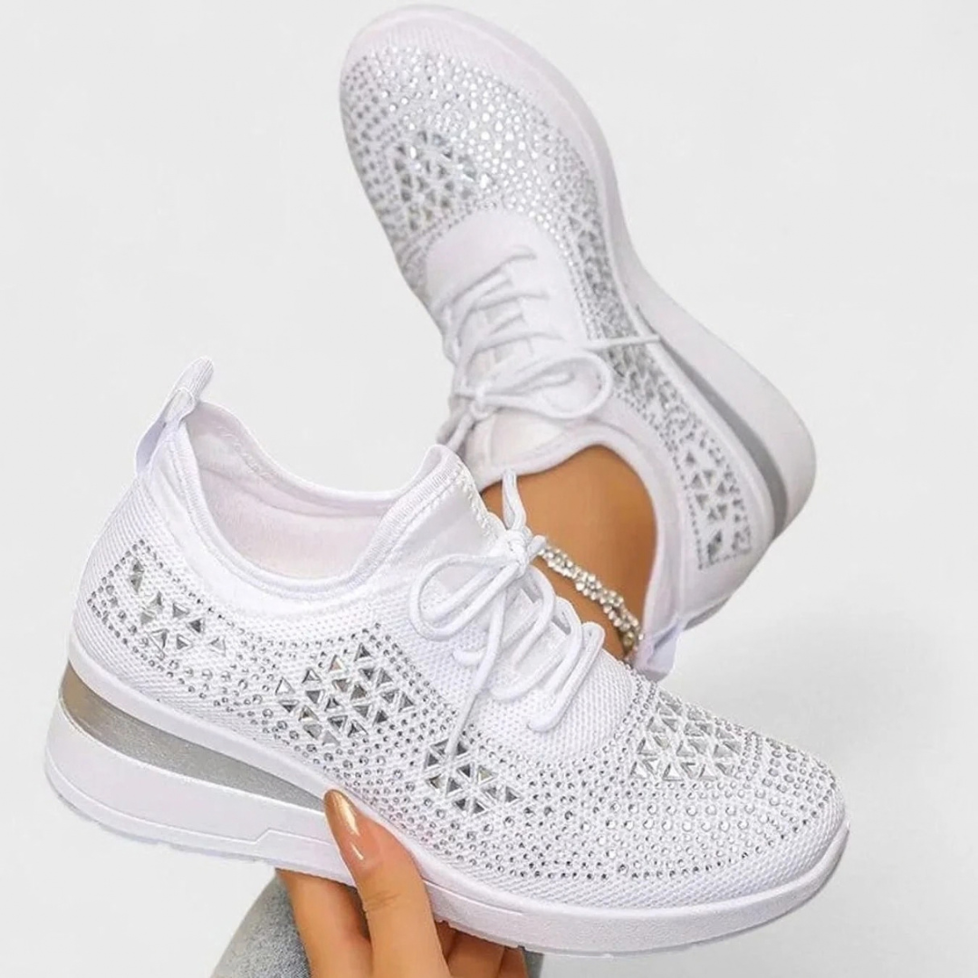 Angelika | Damen Orthopädische Sneaker mit Keilabsatz und Strass