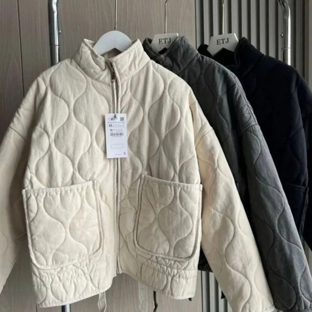 Annabel | Damen Steppjacke mit Stehkragen, Reißverschluss und Taschen