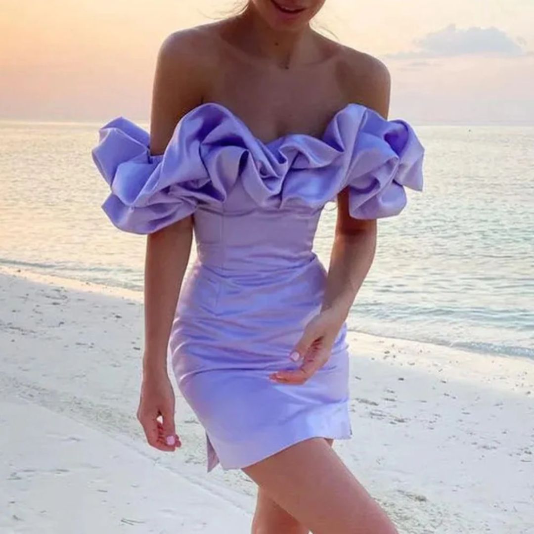 Annegret | Damen Kleid Mini Für Hochzeitsgast Mit Rüschen Detail