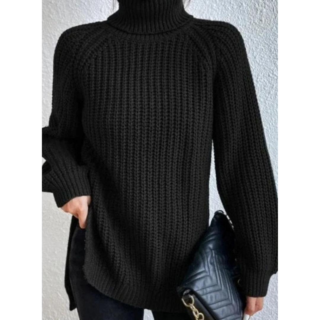 Annegret | Damen Oversized Rollkragenpullover mit Langarm und Weitem Schnitt