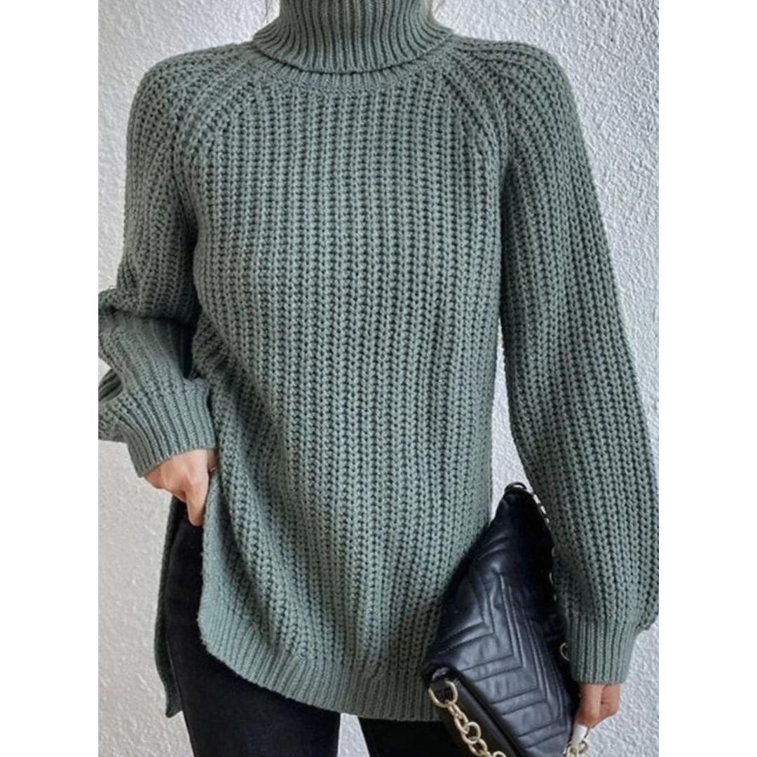 Annegret | Damen Oversized Rollkragenpullover mit Langarm und Weitem Schnitt