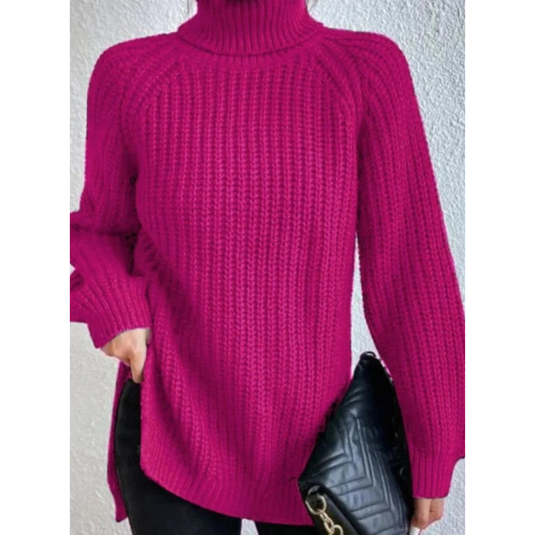 Annegret | Damen Oversized Rollkragenpullover mit Langarm und Weitem Schnitt