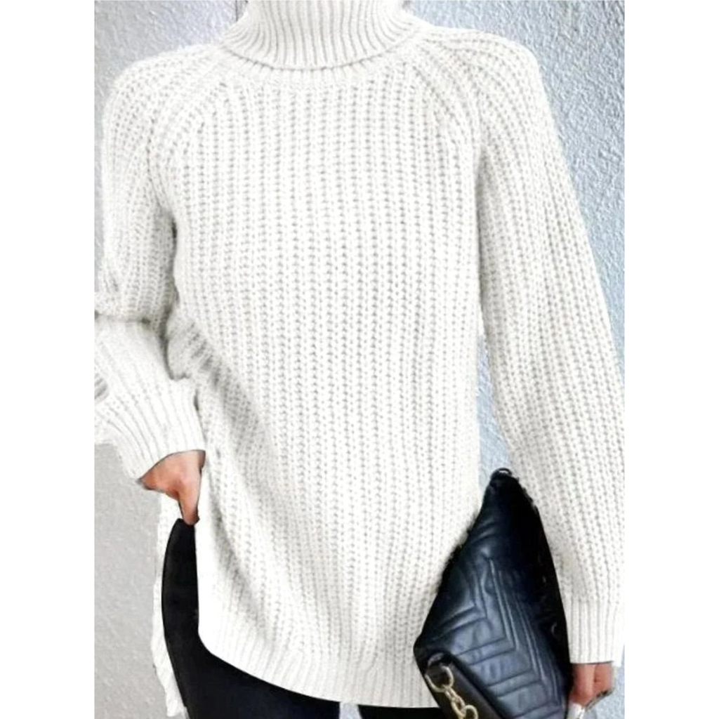 Annegret | Damen Oversized Rollkragenpullover mit Langarm und Weitem Schnitt