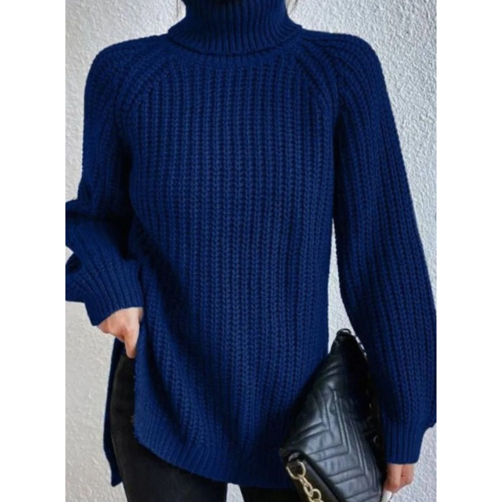 Annegret | Damen Oversized Rollkragenpullover mit Langarm und Weitem Schnitt