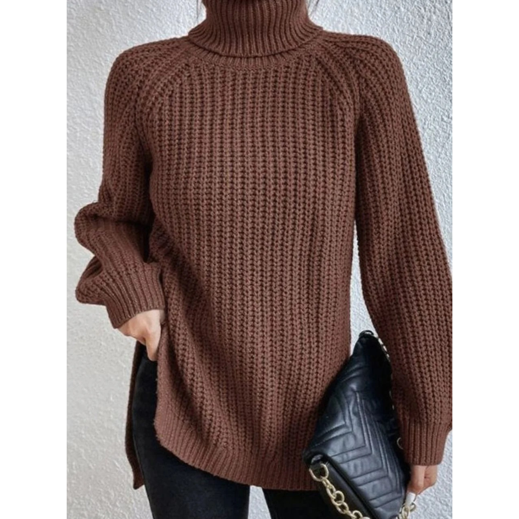 Annegret | Damen Oversized Rollkragenpullover mit Langarm und Weitem Schnitt