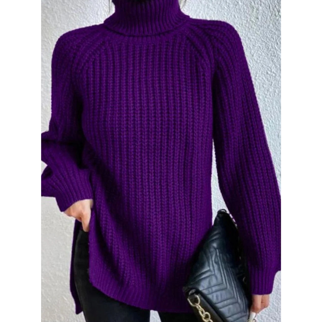 Annegret | Damen Oversized Rollkragenpullover mit Langarm und Weitem Schnitt