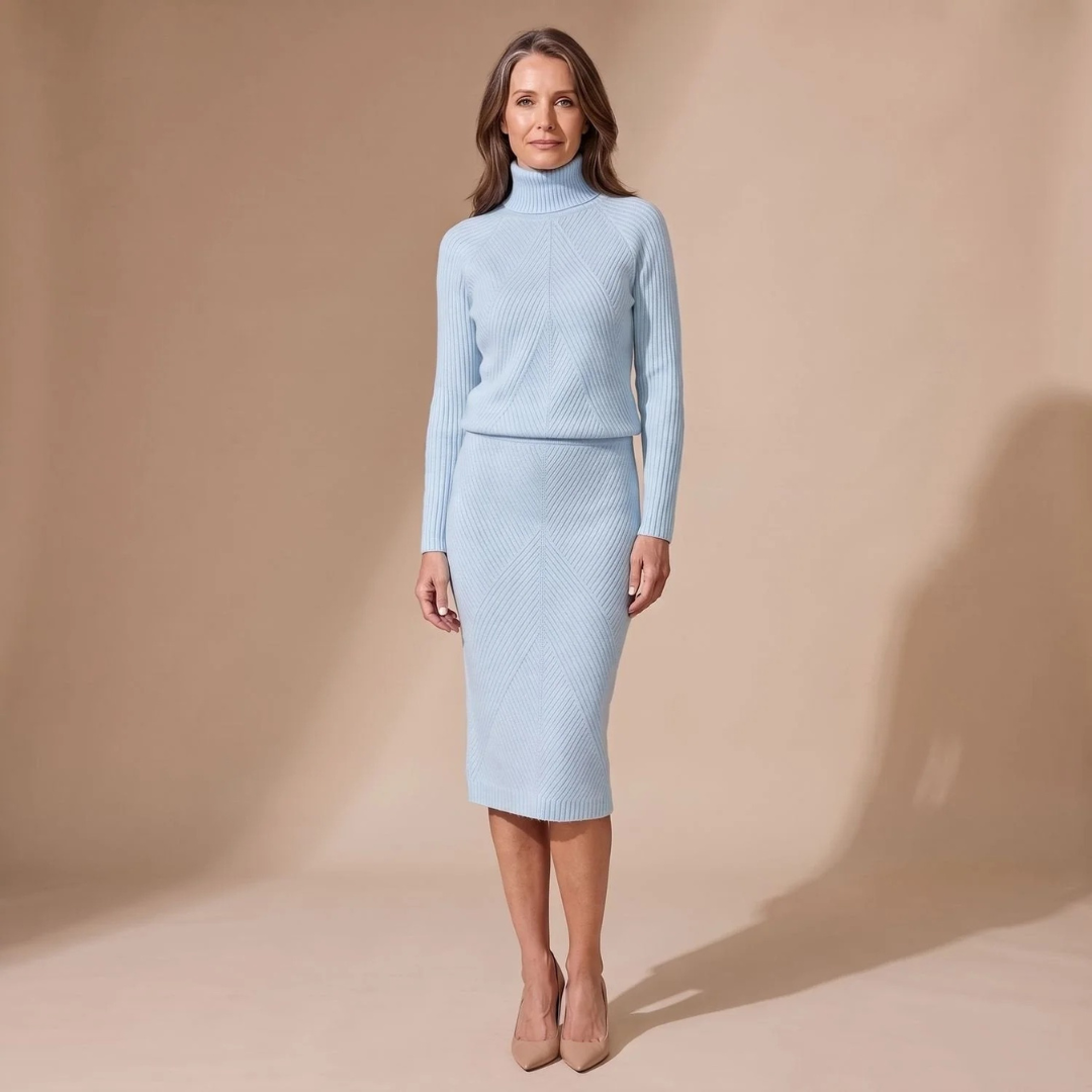Annegret | Damen Rollkragenpullover mit Rock