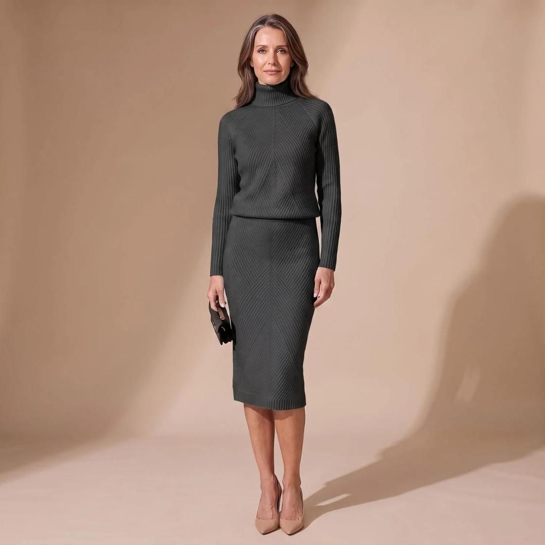 Annegret | Damen Rollkragenpullover mit Rock