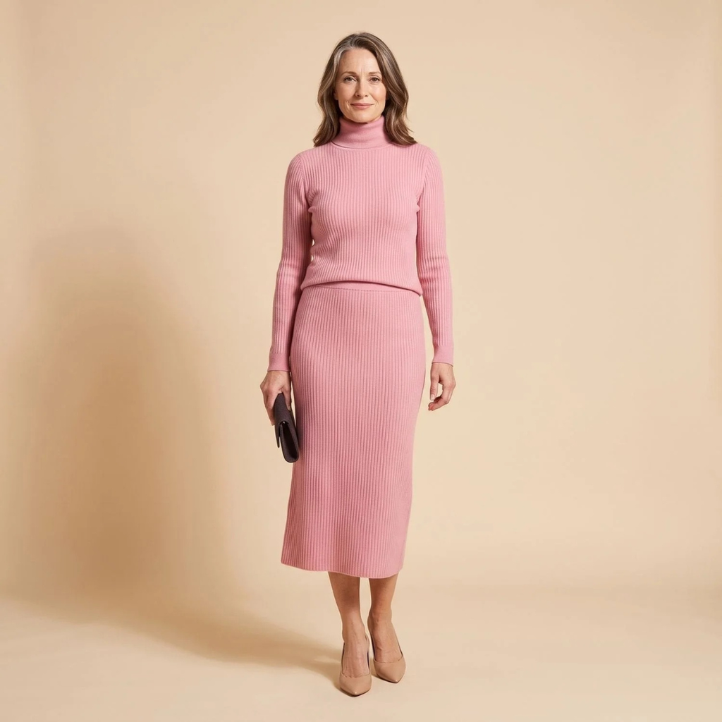Annegret | Damen Rollkragenpullover mit Rock