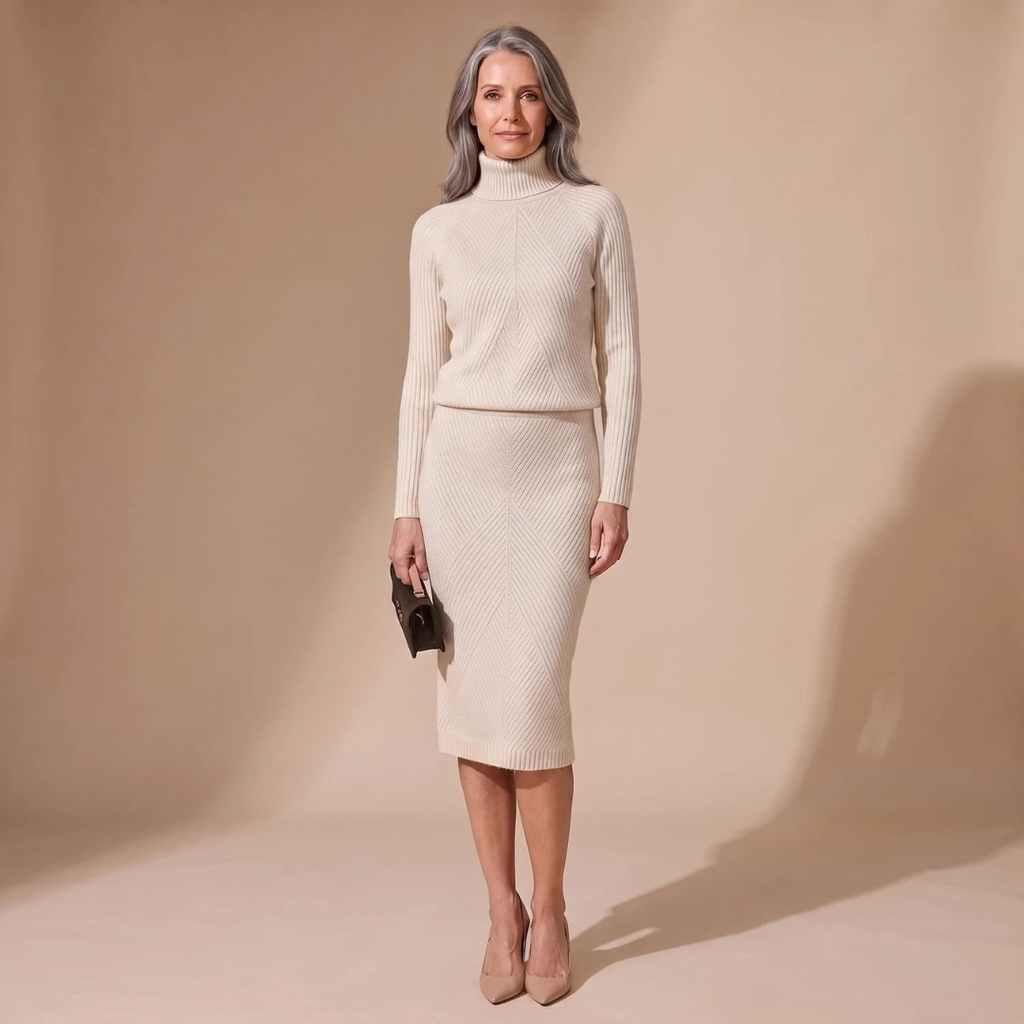 Annegret | Damen Rollkragenpullover mit Rock