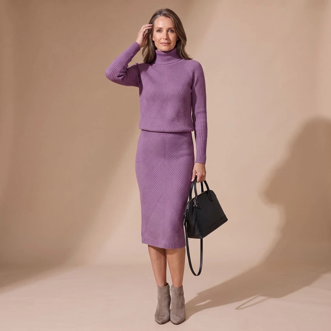 Annegret | Damen Rollkragenpullover mit Rock