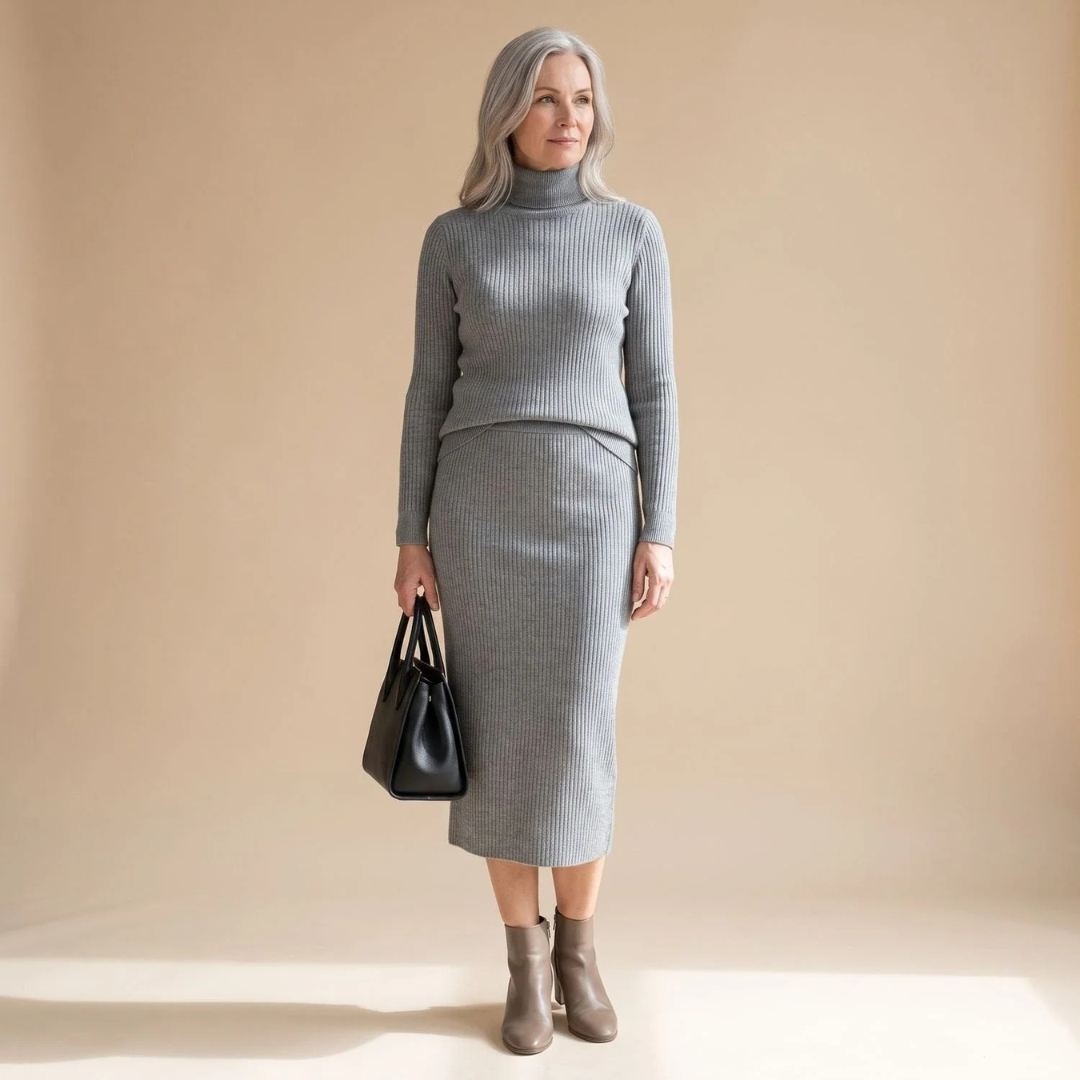 Annegret | Damen Rollkragenpullover mit Rock