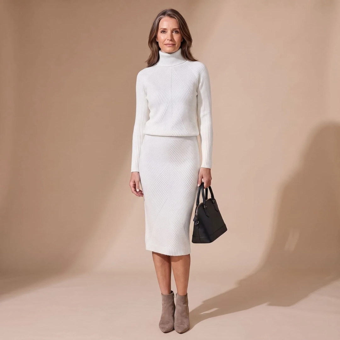 Annegret | Damen Rollkragenpullover mit Rock