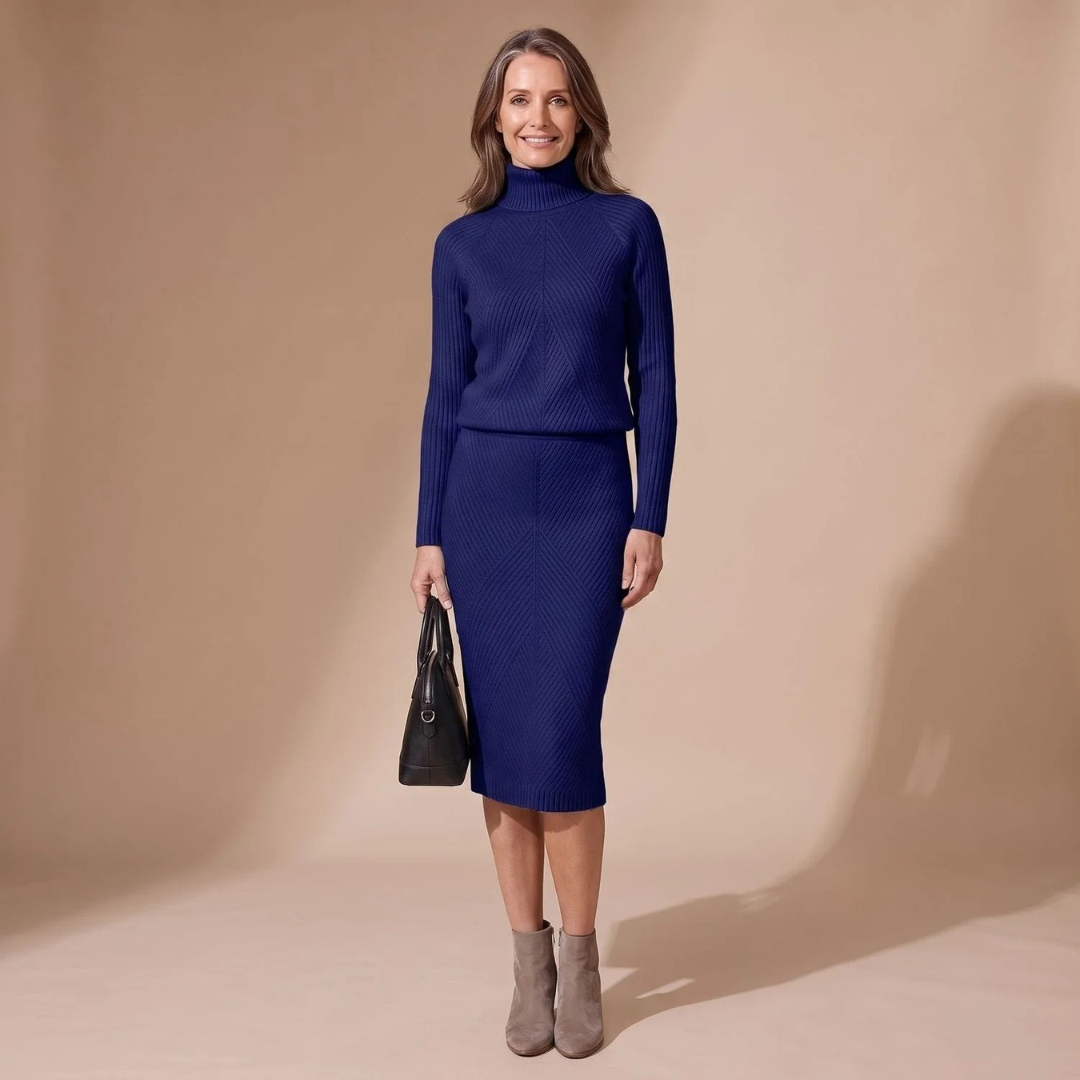 Annegret | Damen Rollkragenpullover mit Rock