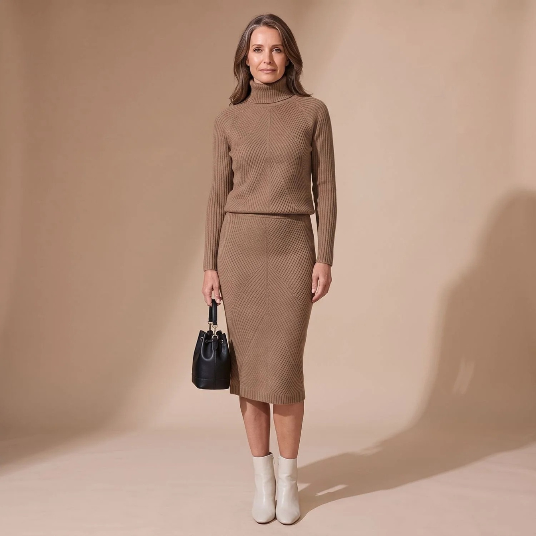 Annegret | Damen Rollkragenpullover mit Rock