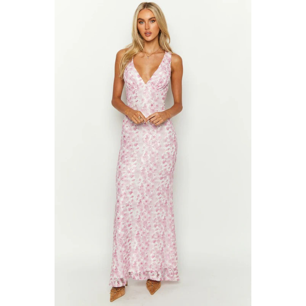 Annelie | Damen Maxi Kleid Für Hochzeitsgast Mit Blumen Print