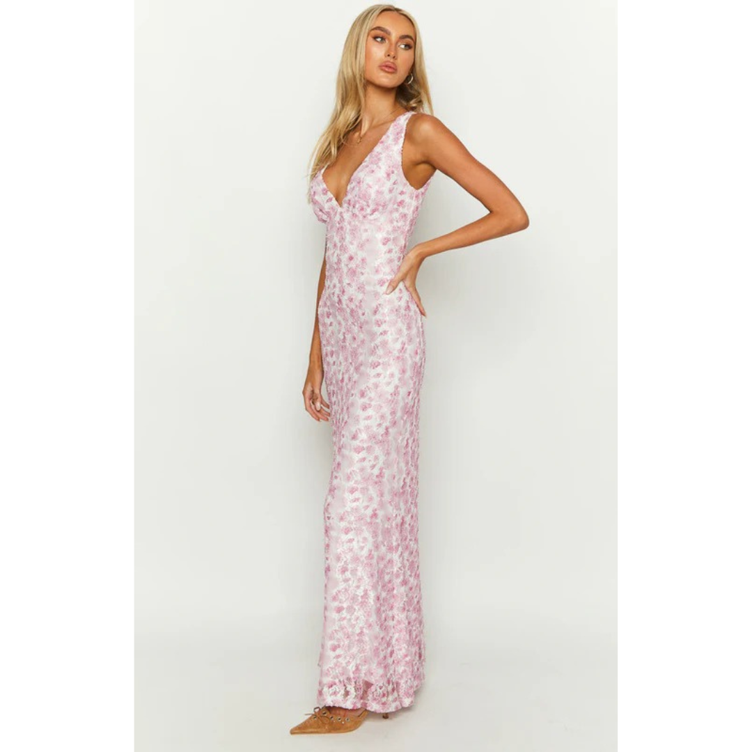 Annelie | Damen Maxi Kleid Für Hochzeitsgast Mit Blumen Print