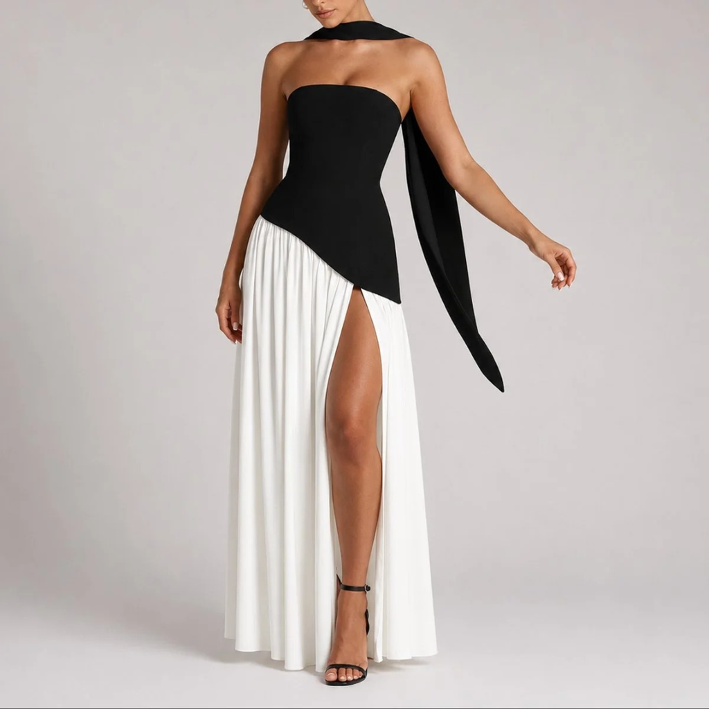 Anneliese | Damen Herbst Maxikleid Hochzeitsgast mit Schal