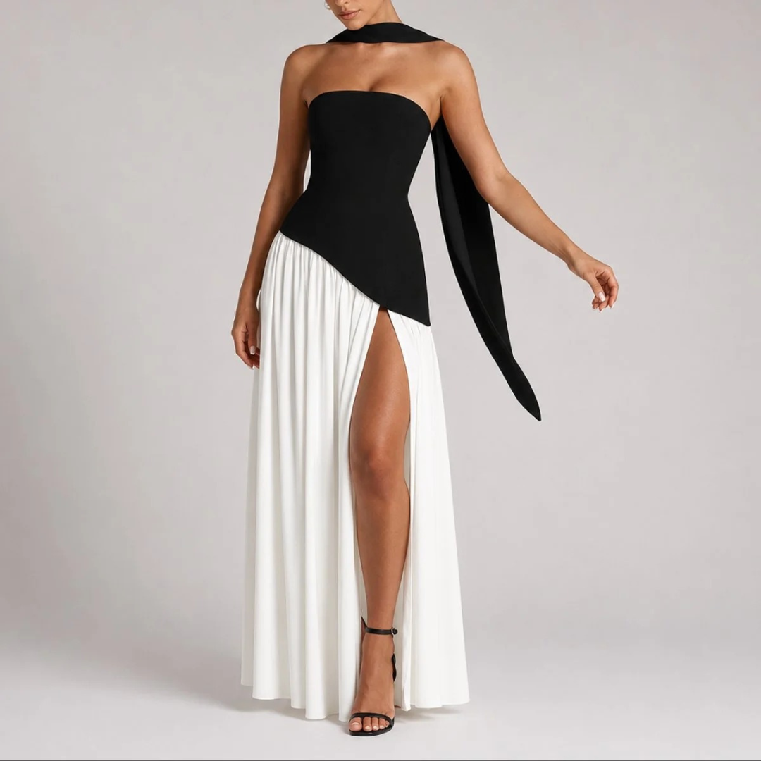 Anneliese | Damen Herbst Maxikleid Hochzeitsgast mit Schal