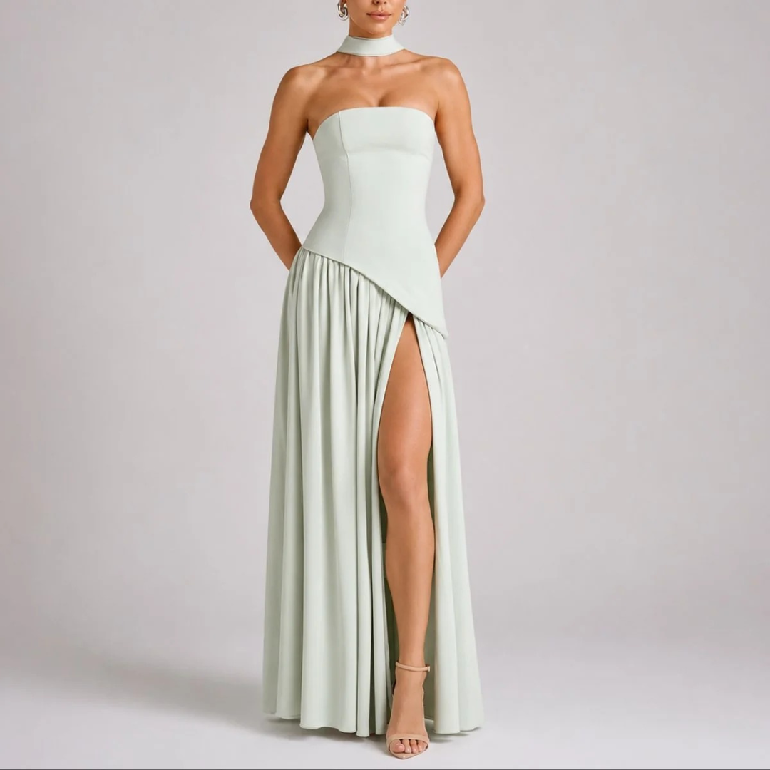 Anneliese | Damen Herbst Maxikleid Hochzeitsgast mit Schal