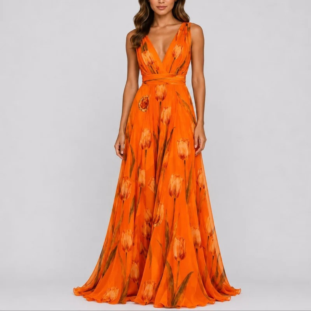 Annika | Damen Florale Maxikleid für Hochzeitsgäste im Herbst