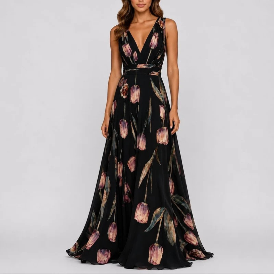 Annika | Damen Florale Maxikleid für Hochzeitsgäste im Herbst