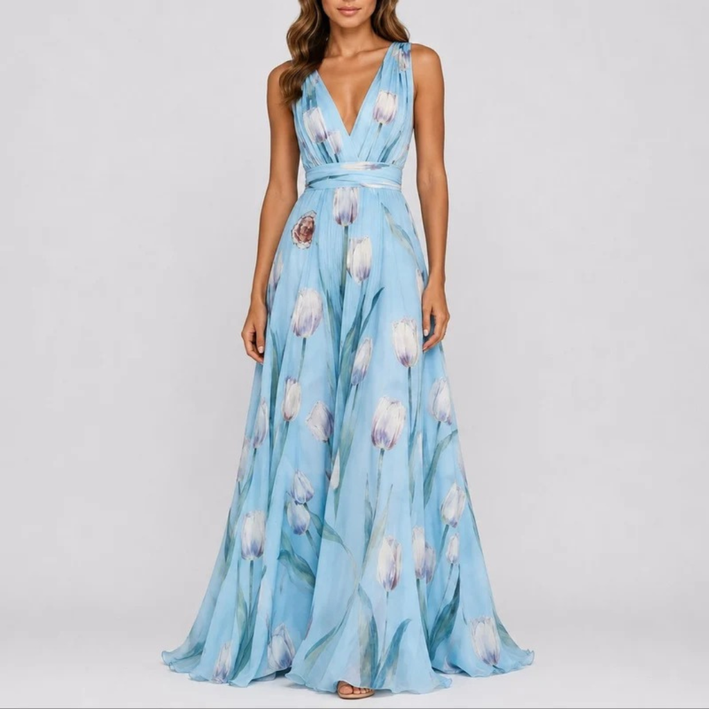 Annika | Damen Florale Maxikleid für Hochzeitsgäste im Herbst