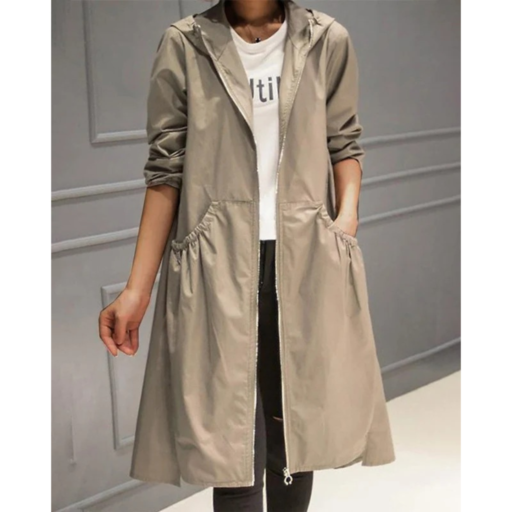 Annika | Damen Modern Trench Coat mit Kapuze