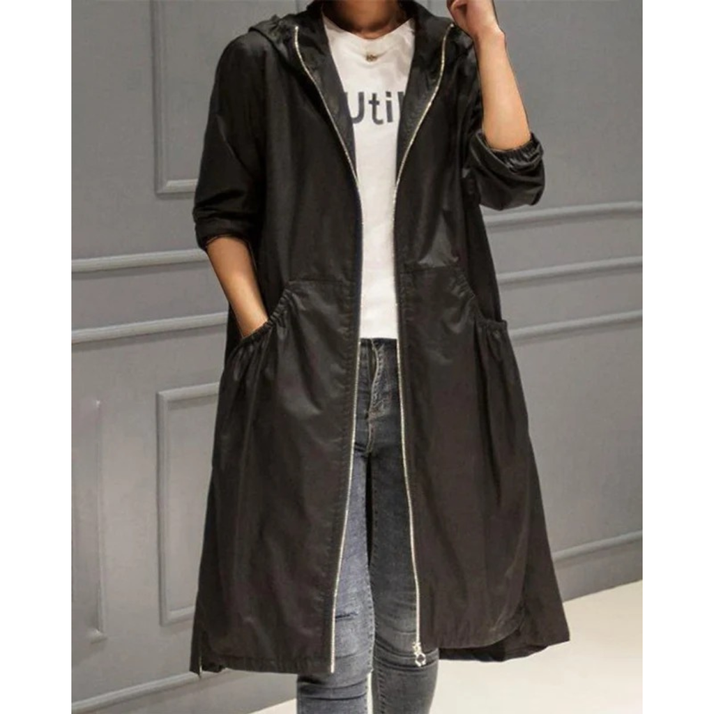 Annika | Damen Modern Trench Coat mit Kapuze