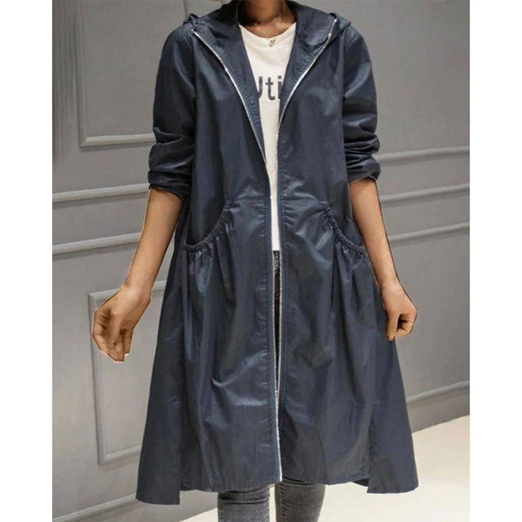 Annika | Damen Modern Trench Coat mit Kapuze