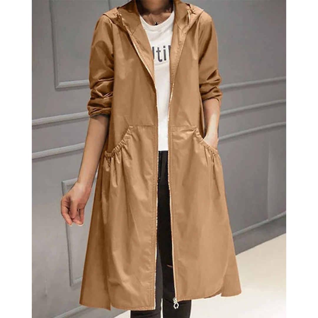 Annika | Damen Modern Trench Coat mit Kapuze