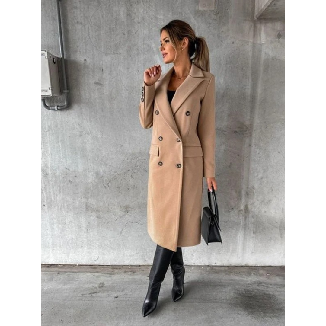 Annika | Damen Trench Coat Wintermantel mit Langem Schnitt
