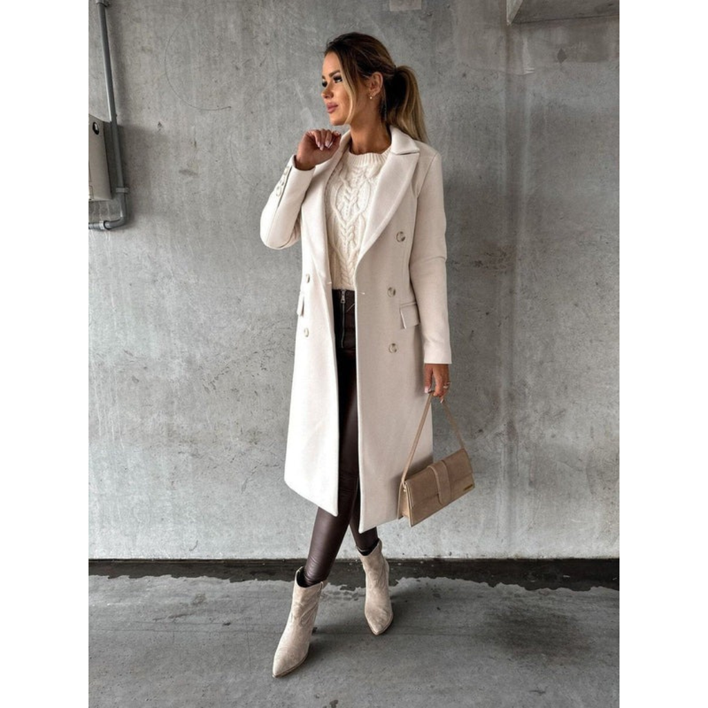Annika | Damen Trench Coat Wintermantel mit Langem Schnitt