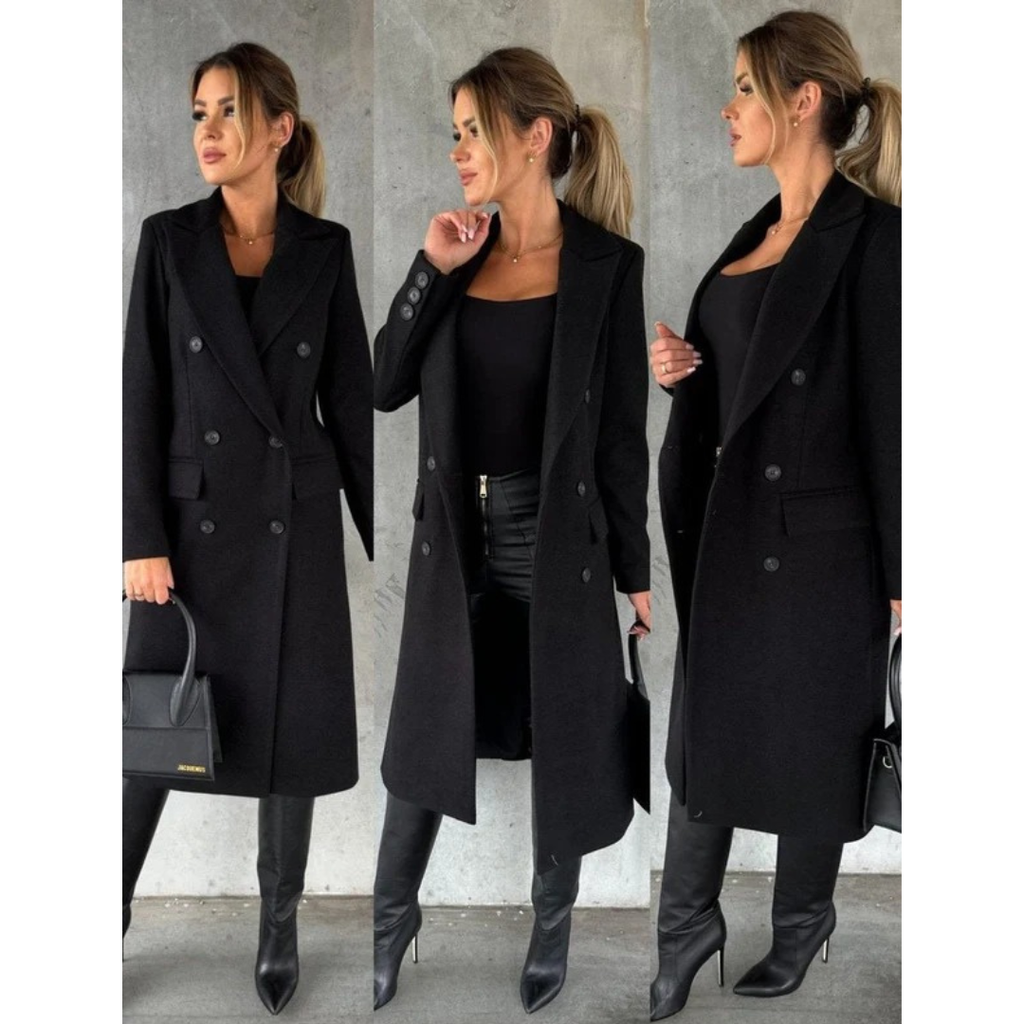 Annika | Damen Trench Coat Wintermantel mit Langem Schnitt
