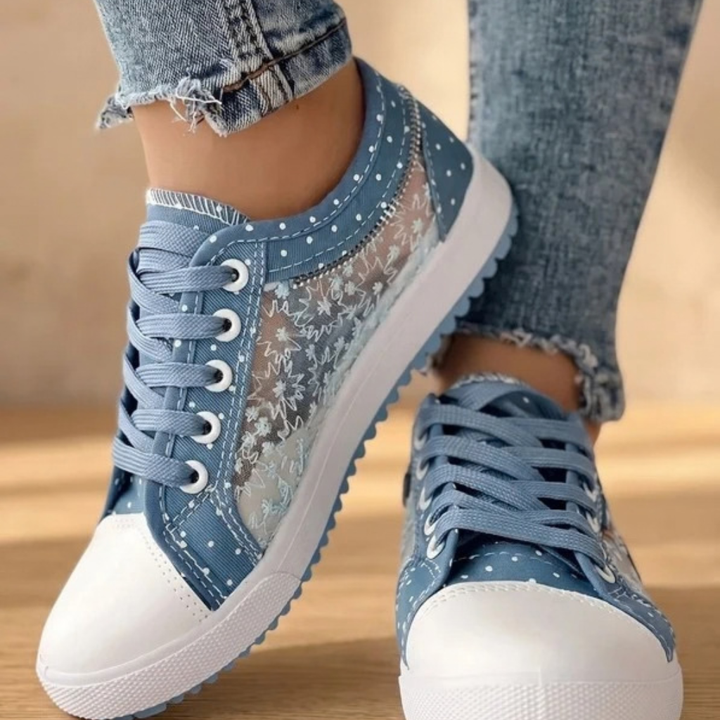 Anouk | Damen Orthopädische Sneaker mit Schnürschuh und Blumen