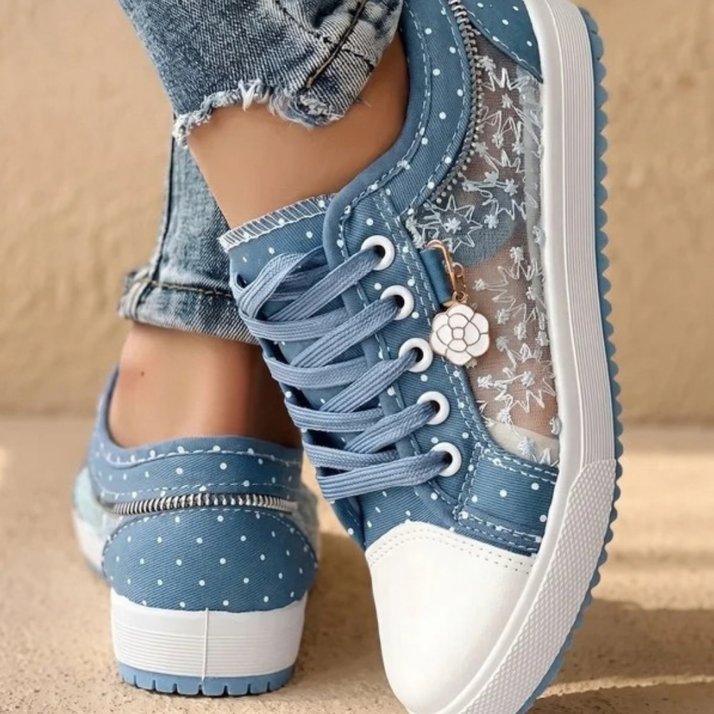 Anouk | Damen Orthopädische Sneaker mit Schnürschuh und Blumen
