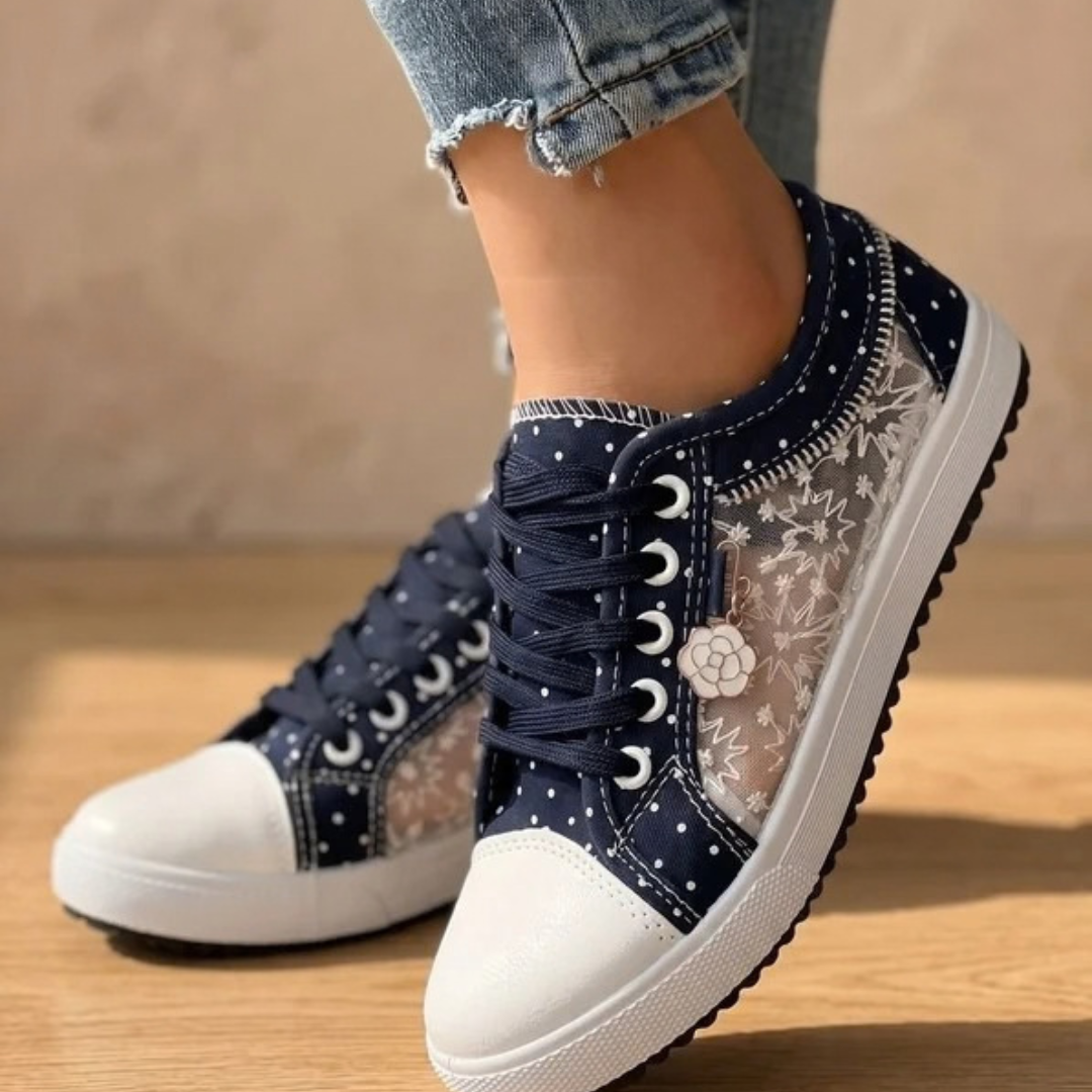 Anouk | Damen Orthopädische Sneaker mit Schnürschuh und Blumen