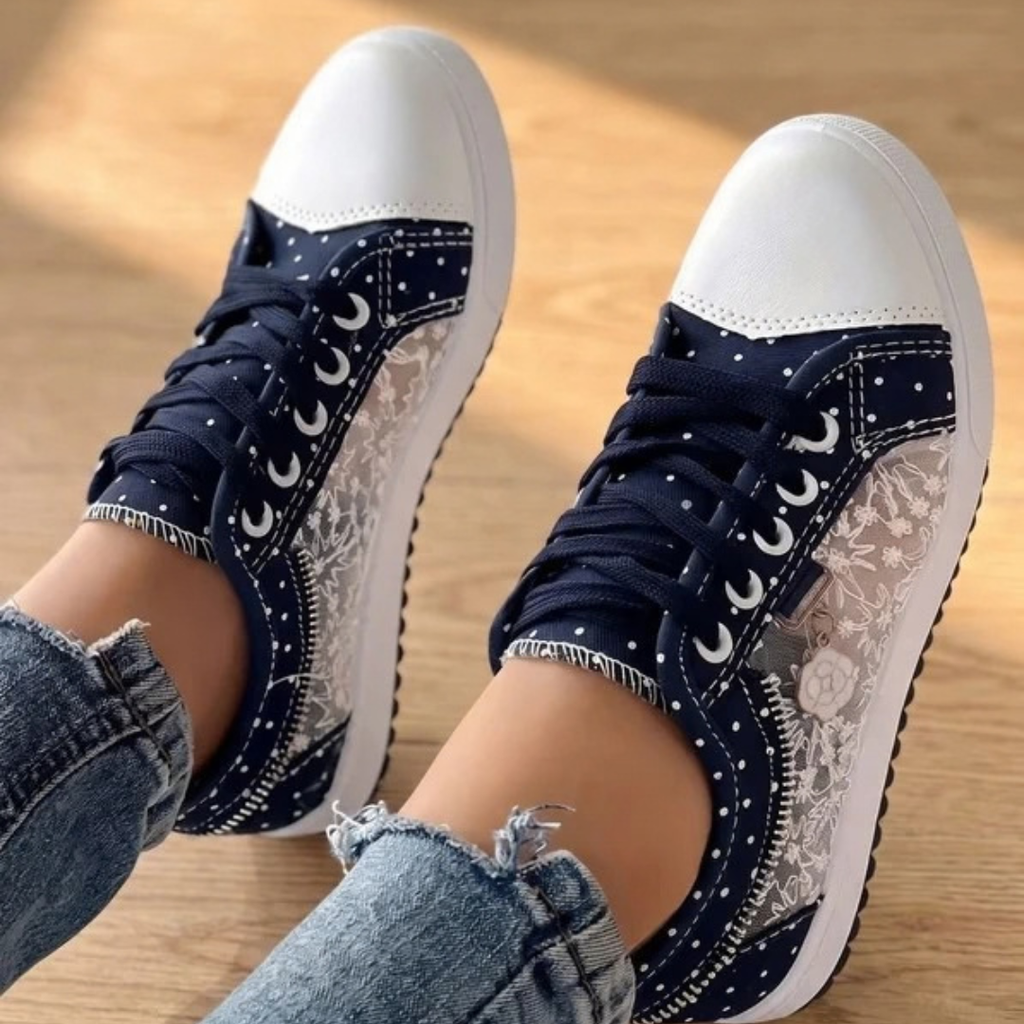 Anouk | Damen Orthopädische Sneaker mit Schnürschuh und Blumen