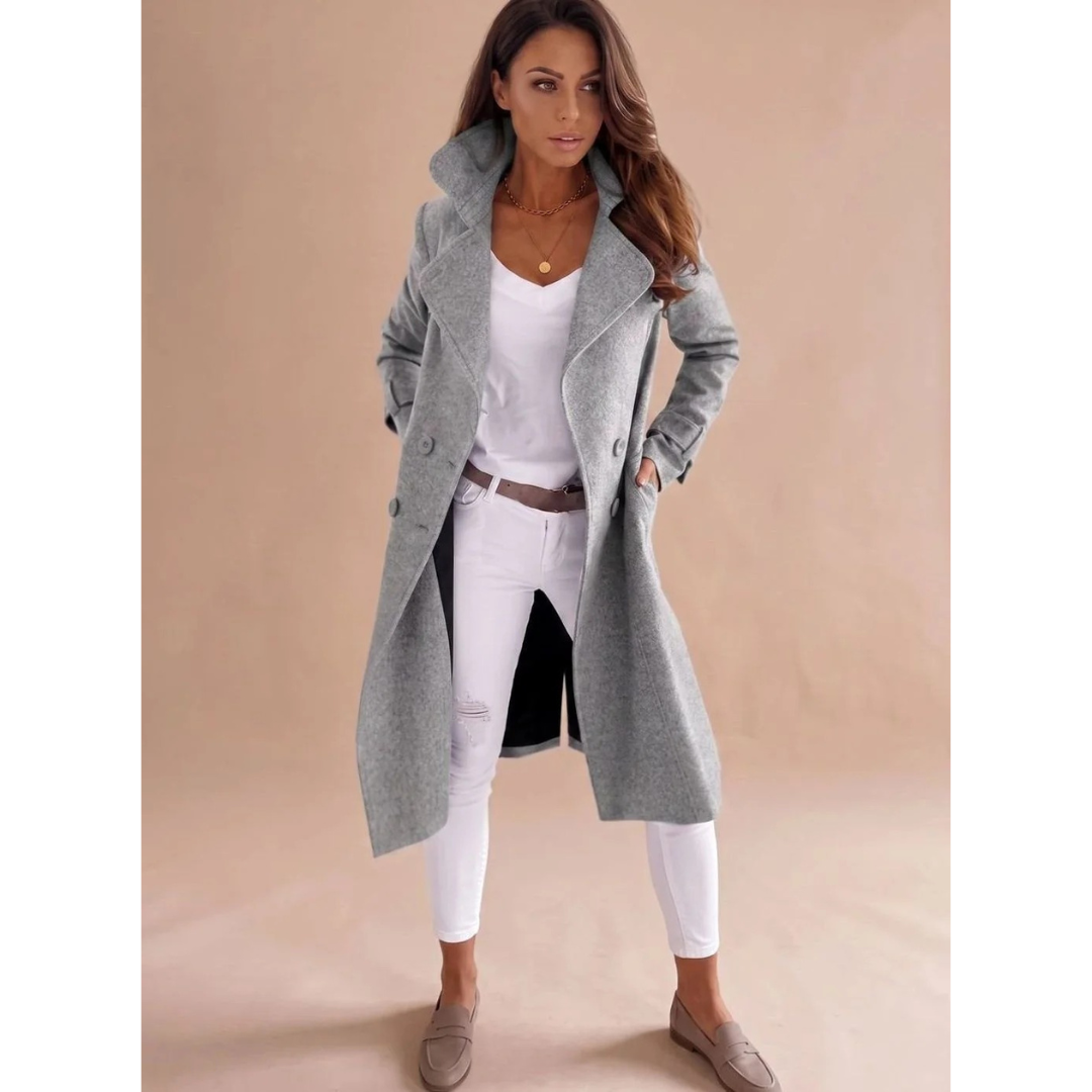 Anouk | Damen Winterjacke mit Kragen, Knöpfen und langem Schnitt