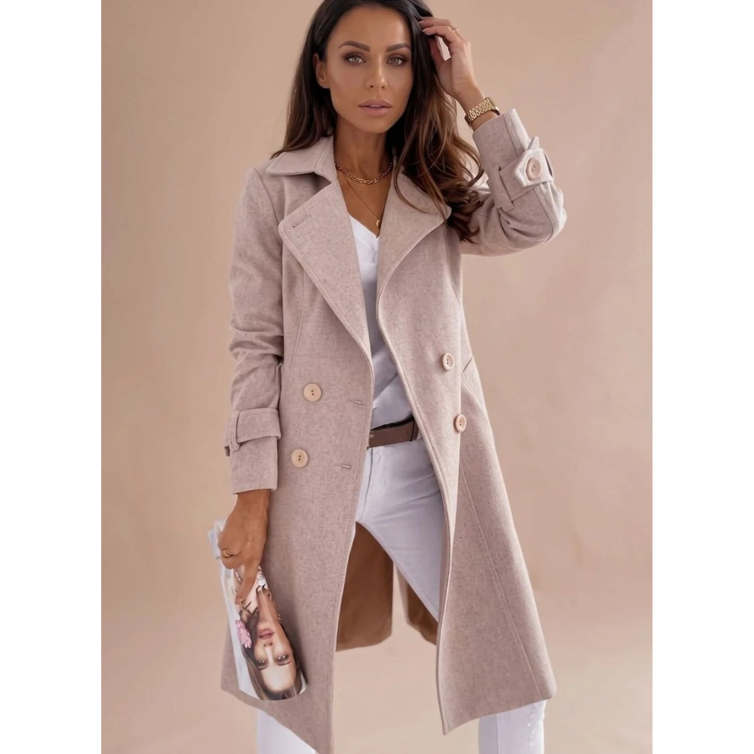 Anouk | Damen Winterjacke mit Kragen, Knöpfen und langem Schnitt