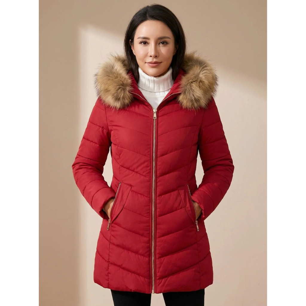 Antje | Damen Winterjacke mit Kapuze und Reißverschluss