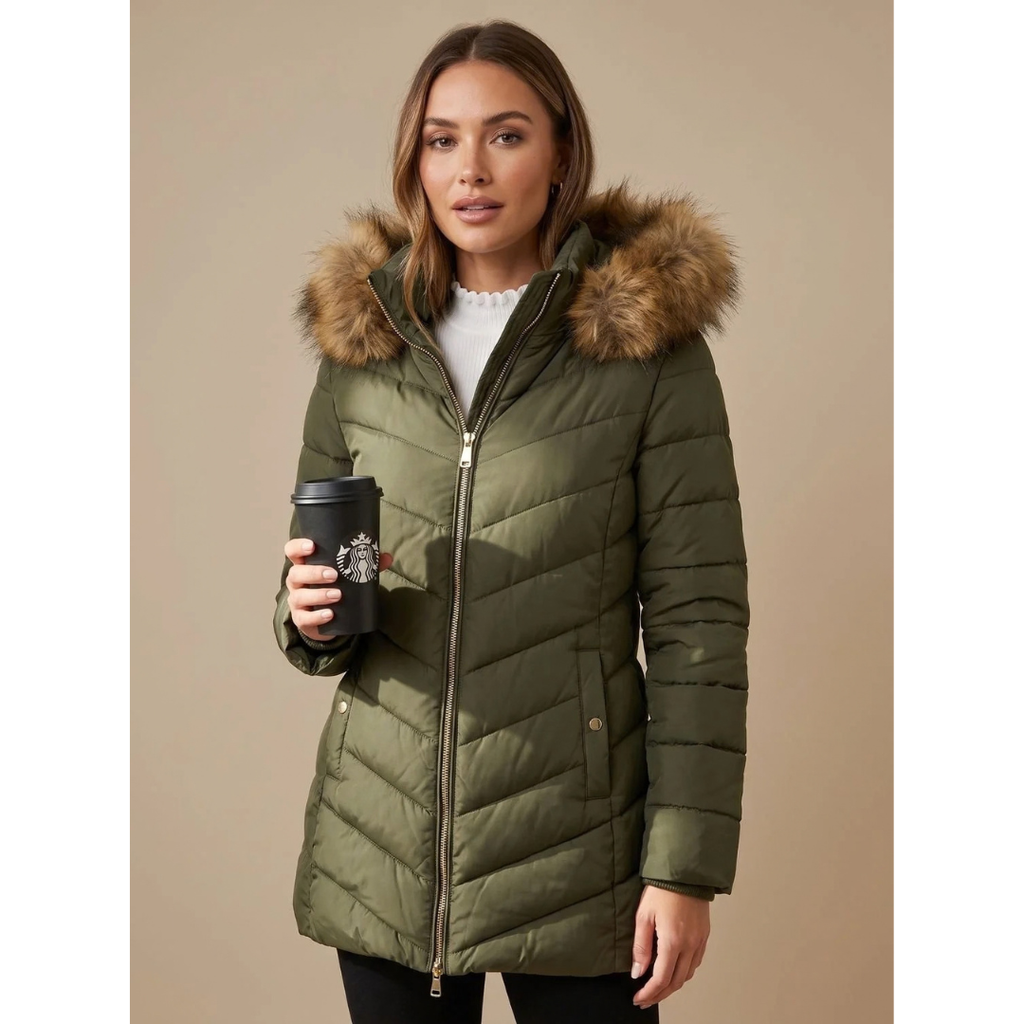 Antje | Damen Winterjacke mit Kapuze und Reißverschluss
