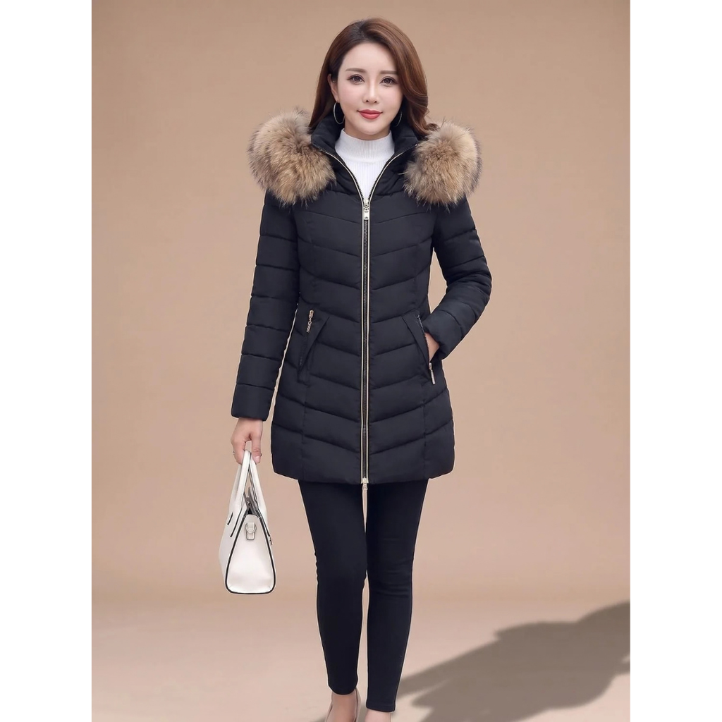 Antje | Damen Winterjacke mit Kapuze und Reißverschluss