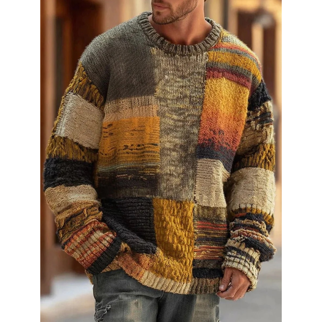 Anton | Herren Pullover mit Patchwork Muster