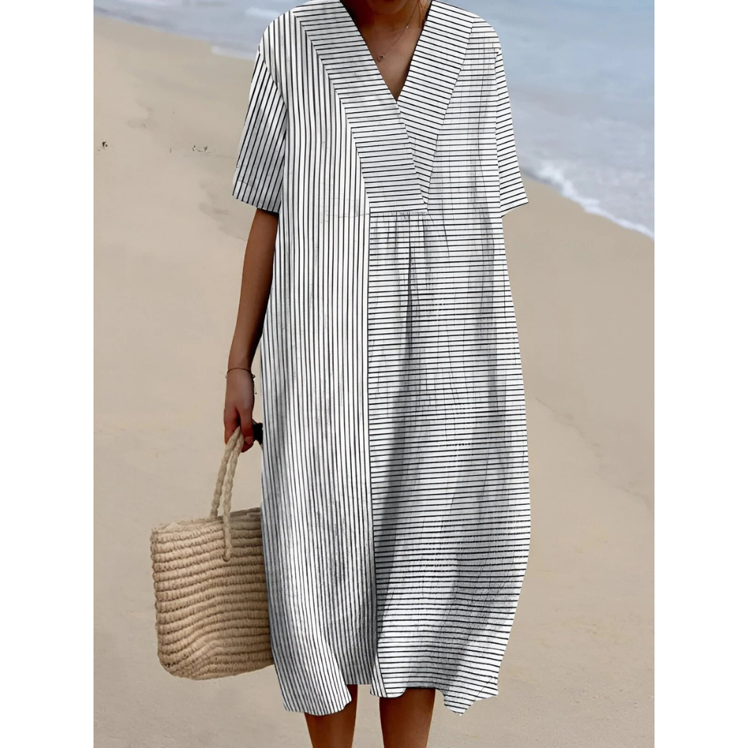 Antonia | Damen Boho Midikleid Mit V-Ausschnitt