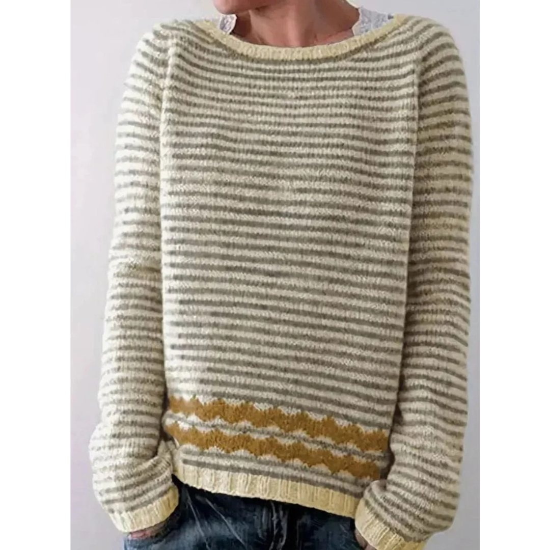 Antonia | Damen Strickpullover mit Muster und Langarm