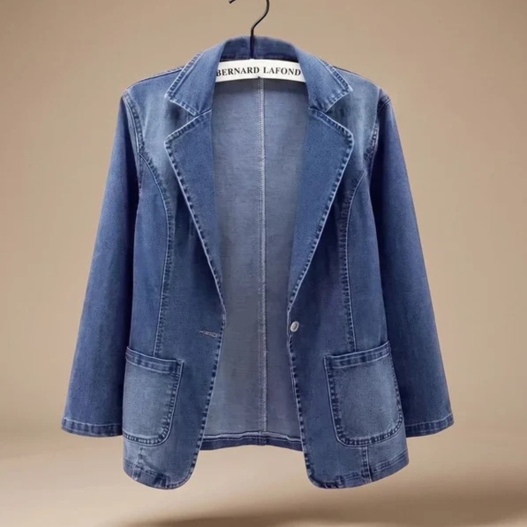 Ariana | Damen Blauer Denim Blazer mit Revers und Komfort