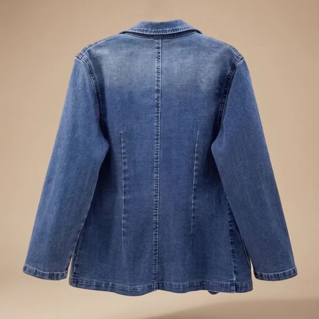 Ariana | Damen Blauer Denim Blazer mit Revers und Komfort