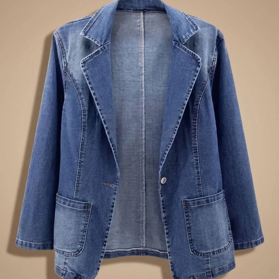 Ariana | Damen Blauer Denim Blazer mit Revers und Komfort